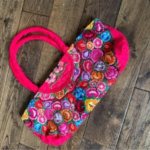 Embroidered floral hand bag